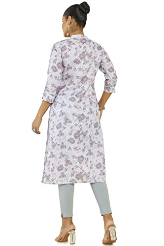 Soch Women Purple Linen Printed Kurta(8907175294420_Purple_Large)
