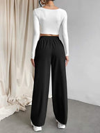 Leriya Fashion High Waist Trousers For Women  Flared Korean Style Formal Pants | Elegant Workwear For Office, College & Events B