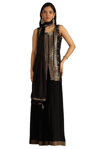 Soch Women Dola Silk Woven Design Suit Set with Mirror Work