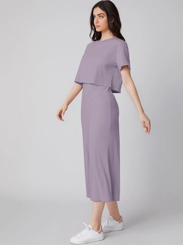Leriya Fashion Women Co Ord Set | Ribbed Pajama Set | Casual Wear Pant Top Set | Fancy Co-Ord Set | Pack Of 2 | Drop Shoulder Kn