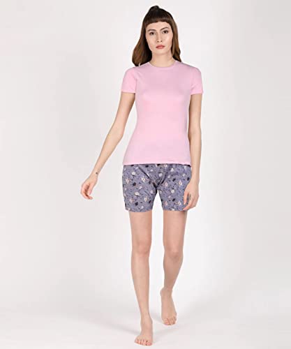 Lyra Pure Cotton Printed Night Shorts For Women