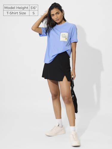 The Souled Store to Do List Cotton Women & Girls Short Sleeve Round Neck Graphic Printed Relaxed Fit T-Shirts Blue