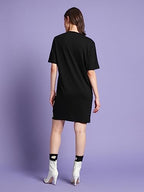 Bewakoof X Official Disney Merchandise WomenS Mickey Typography Cotton Dress - Oversized Fit, Round Neck, Half Sleeves_582051_B