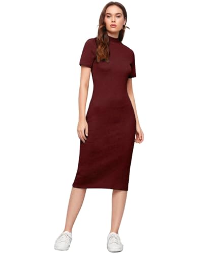 Leriya Fashion One-Piece Dress for Women Bodycon Long | Birthday Dress for Women (X-Large, Burgundy)