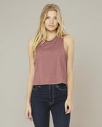 Ladies Racerback cropped Tank - HEATHER OLIVE - S(D0102H7WYW2)