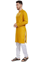 Divisive MenS Embroidered Cotton Blend Only Slim Fit Kurta (Dkrt383_M_Mustard)