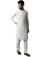 Jompers Men Cream Embroidered Pure Cotton Kurta With Pyjamas