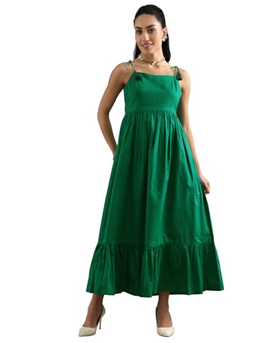 Libas WomenS Cotton Floor Length Dress (29888_Green