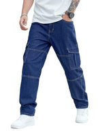 Tagas Men Relaxed Fit Denim Jeans | Cargo Denim Jeans | Multi Pocket Pant For MenS | (In, Numeric, 32, Regular, Standard, Blue)