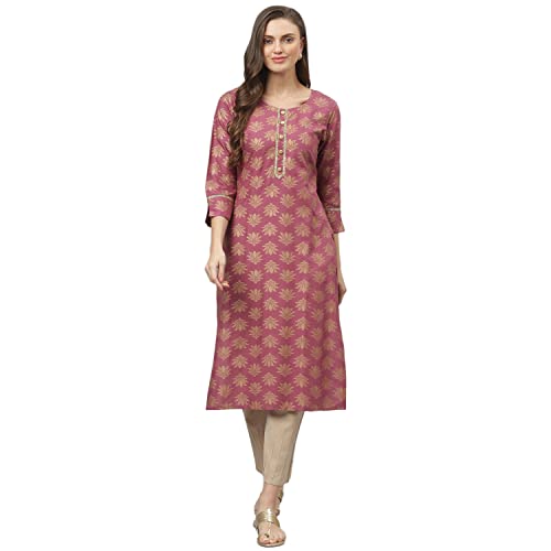 Stylum Women's Rayon Straight Kurta (Wine, 3XL)