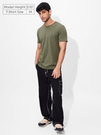 The Souled Store Rockstar Tee: Fern Green Men And Boys Short Sleeves Round Neck Regular Fit Cotton T-Shirts