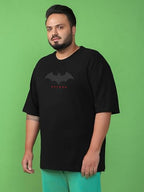 Bewakoof Official DC Merchandise Batman Mens Graphic Printed Oversized Fit Half Sleeve Round Neck Cotton Plus Size T-Shirt_6341