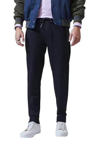 Bewakoof Men Jet Black Casual Jogger Pants With Zipper, Large
