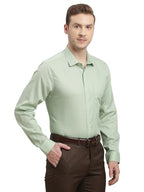 Turtle Men 100% Cotton Regular Fit Light Green Printed Full Sleeve Formal Shirt