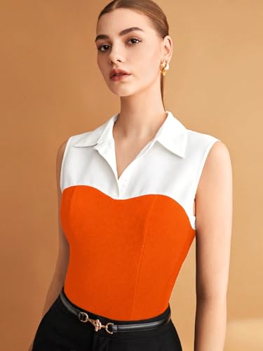 RARE Womens Solid Slim Fit Blouse (EP8173B_Orange