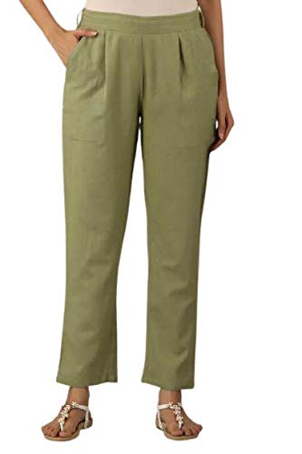 Digital Shopee Regular Fit Women S Pure Cotton Trousers Pants For Everyday Use, College Wear, Office, Casual Wear, Grey, Medium