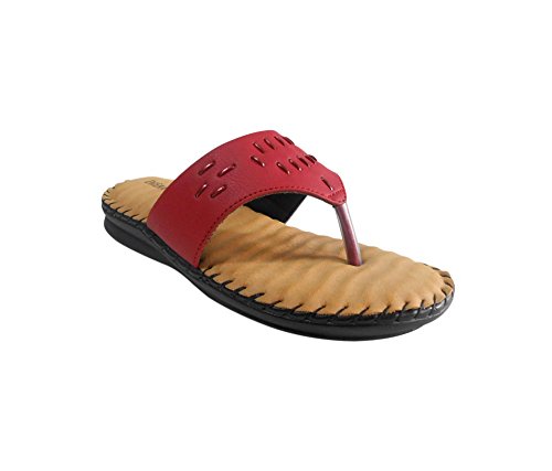 Right Steps Women Leather Fashion Slippers3 UK (36 EU) (771_3UK_Red) 3