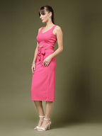 Oomph! Stretchable Lycra Coord Top And Skirt Set For Women, Pink - Coord_Mt929Msk120
