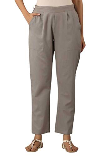 Digital Shopee Regular Fit Women S Pure Cotton Trousers Pants For Everyday Use, College Wear, Office, Casual Wear, Grey, Medium