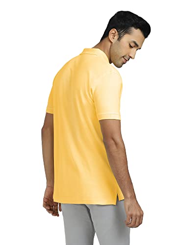 XYXX Mens Cotton Solid Relaxed Fit T-Shirt (XY_CR14_Polo Tshirt_1_Butter Yellow
