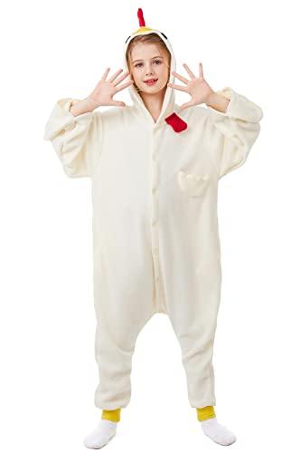 CANASOUR Unisex Halloween Kids Chicken Onesie For 10-12 Years Girls Costume Party Cosplay Pyjamas (Height 56-59    10 Years,Chic