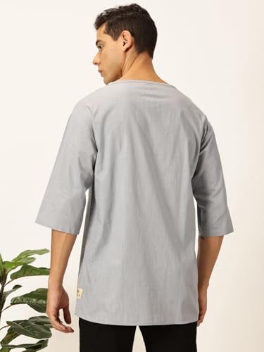 Thomas Scott Men'S Linen Relaxed Shirt (Ts1525_Light Grey
