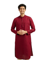 Diwas By Manyavar MenS Cotton Textured Kurta (Maroon,M)