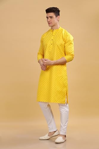 Be Active MenS Cotton Regular Kurta (C-399-1_Yellow-2