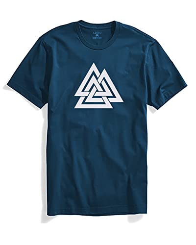 ADRO Triangle Mens Cotton Printed T-Shirt (Steel Blue, L)