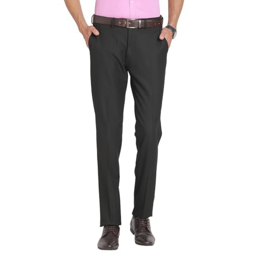 Turtle Men Cotton Stretch Slim Fit Charcoal Formal Trouser