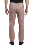 Turtle Men Cotton Stretch Light Mauve Solid Ultra Slim Fit Casual Trouser