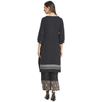 Fabindia Women Cotton Hand Woven Knee Length Kurta Black