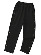 TOPLOT Women Casual Slanted Pocket Elastic Waist Tapered Pants (Button-Pant-5192-Black-34)