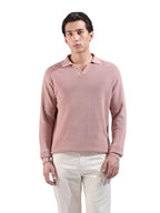 The Indian Garage Co Mens Slim Fit Textured Flatknit Full Sleeves Polo T-Shirt