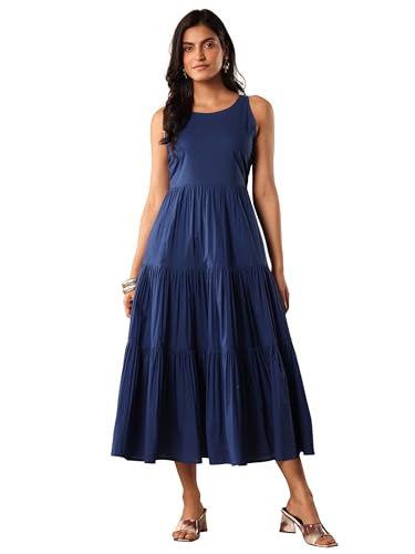 Libas WomenS Cotton Floor Length Dress (29844_Blue
