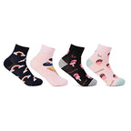 Bonjour Designer/Funky/Casual Ankle Length Socks For Kids-Girls- Pack Of 4, Free Size