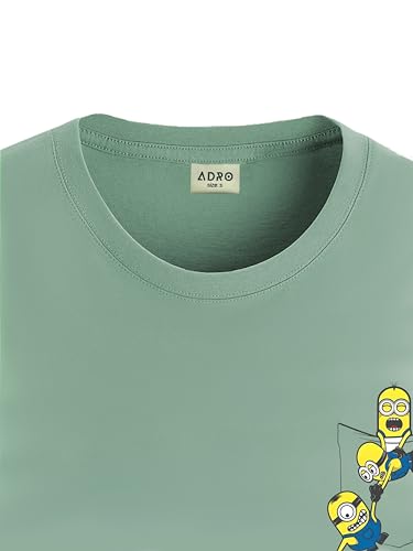 ADRO Men's Solid Regular Fit T-Shirt (RN24-STICK-MINI-PT_Pista