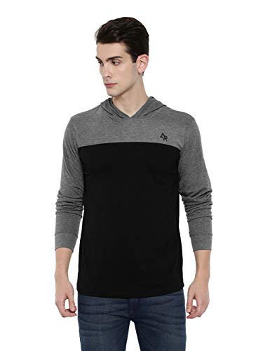ADRO Full Sleeve Color Block T-Shirt for Men (FR4-3-HD-BL_Black_XL)
