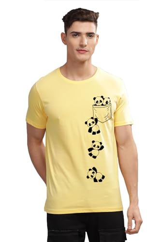 ADRO Tshirt for Men | Printed T Shirt for Men | 100% Cotton T-Shirt |Printed T Shirt | T-Shirts | RN24-POC-LY-M Light Yellow