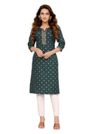 Rangita Green Rayon Calf Length Printed Straight Kurti | Kurta For Women_3Xl