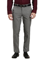 Turtle Men Narrow Fit Solid Polyviscose Stretch Grey Formal Trouser