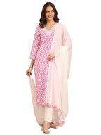 Libas Womens Yoke Design Cotton Straight Kurta With Trousers And Dupatta