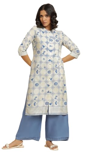 W For Woman Kurta & Parallel Pant_22Fews17319-118128_S Azure Blue