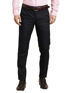 Turtle Men Black Ultra Slim Fit Dobby Flat Front Cotton Viscose Formal Trouser