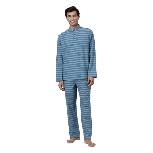 Fabindia Blue Cotton Pyjama Set, Blue (L)