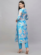 ANNI DESIGNER Womens Cotton Blend Straight Printed Kurta with Pant (Jonaki Blue_S_Blue_Small)
