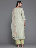 Libas Womens Printed Cotton Blend Straight Kurta With Trousers And Dupatta