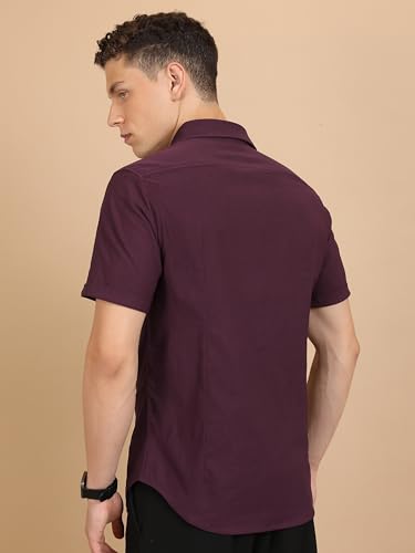Ketch MenS Slim Fit Shirt (Khsh001678_Maroon