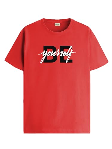 ADRO Tshirt for Men | Printed T Shirt for Men | 100% Cotton T-Shirt |Printed T Shirt | T-Shirts | RN24-BYO-RD-M Red
