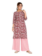 Rangita Peach Rayon Straight Printed Knee Length Kurti | Kurta For Women_M
